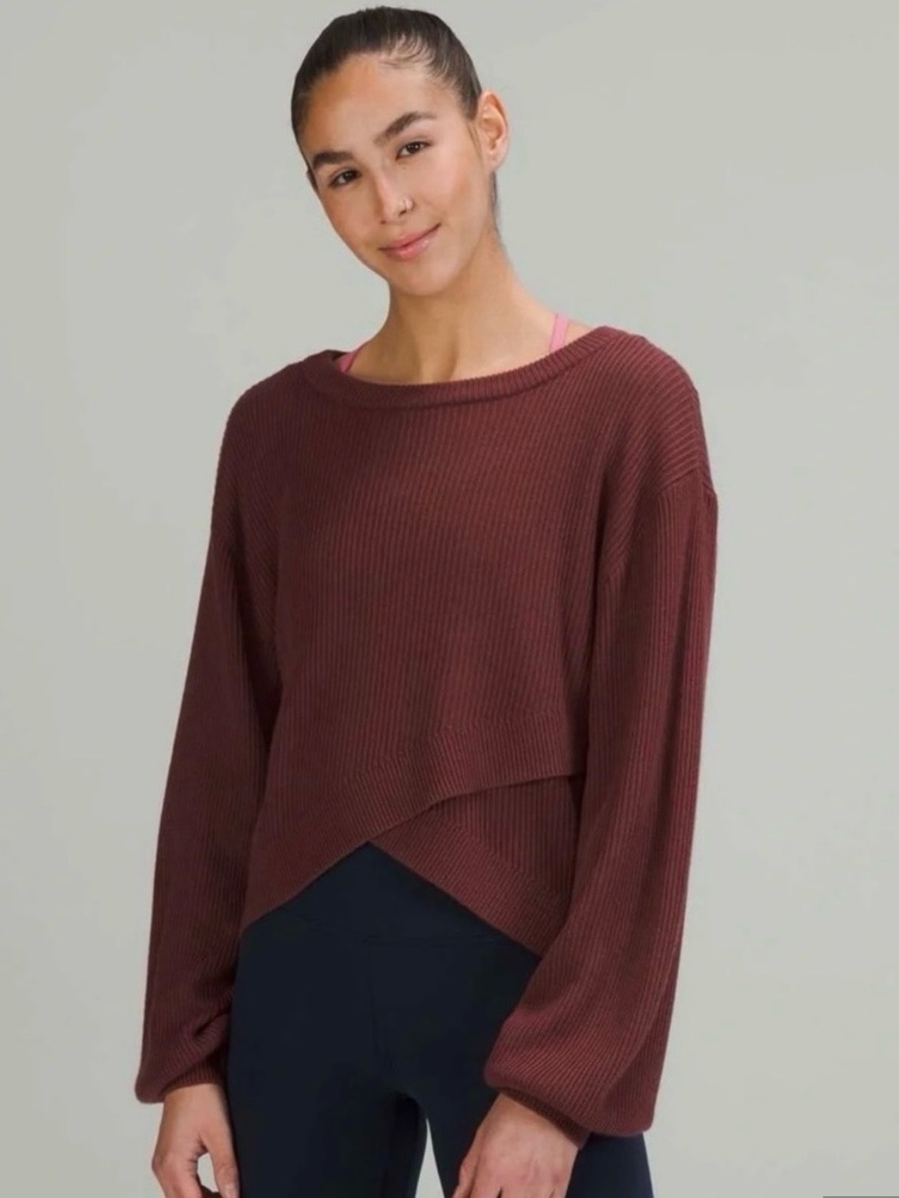 Lululemon ribbed cashmere blend crossover sweater